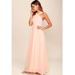 Lulus Air Of Romance Peach Maxi Dress Sz S